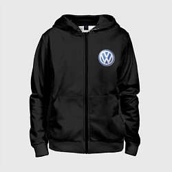 Толстовка на молнии детская Volkswagen logo auto, цвет: 3D-черный