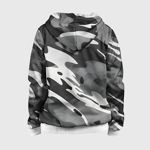 Детская толстовка на молнии Черно белый камуфляж / 3D-Белый – фото 2