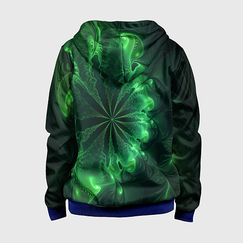 Детская толстовка на молнии Оптический зелёный фрактал / 3D-Синий – фото 2