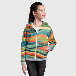 Толстовка на молнии детская Поля луга, цвет: 3D-меланж — фото 2