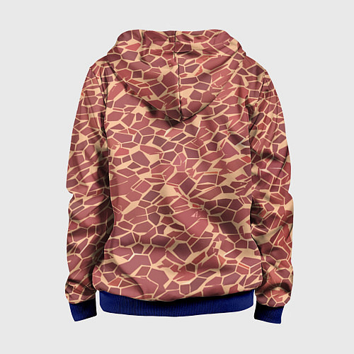 Детская толстовка на молнии Тёмно красные плитки на бежевом фоне / 3D-Синий – фото 2