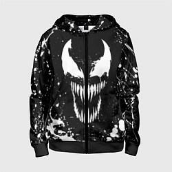 Толстовка на молнии детская Venom logo, цвет: 3D-черный