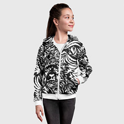 Толстовка на молнии детская Лев и орел в виде узоров, цвет: 3D-белый — фото 2