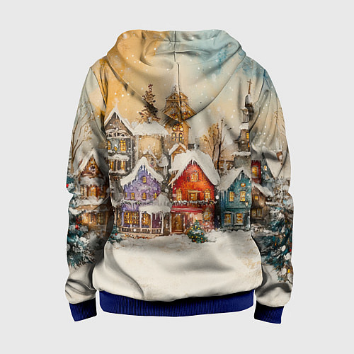Детская толстовка на молнии Новогодний городской пейзаж / 3D-Синий – фото 2