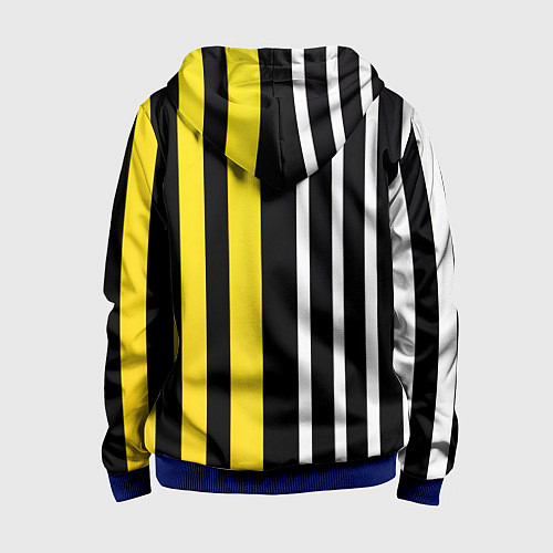 Детская толстовка на молнии Вертикальные полосы триколор жёлтый / 3D-Синий – фото 2