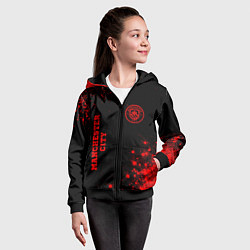 Толстовка на молнии детская Manchester City - red gradient вертикально, цвет: 3D-черный — фото 2