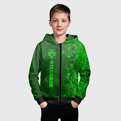 Толстовка на молнии детская Borussia - green gradient по-вертикали, цвет: 3D-черный — фото 2