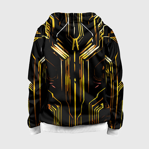 Детская толстовка на молнии Золотые полосы на чёрном фоне / 3D-Белый – фото 2