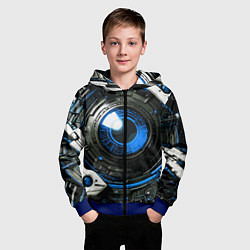 Толстовка на молнии детская Синяя сфера киберпанк, цвет: 3D-синий — фото 2