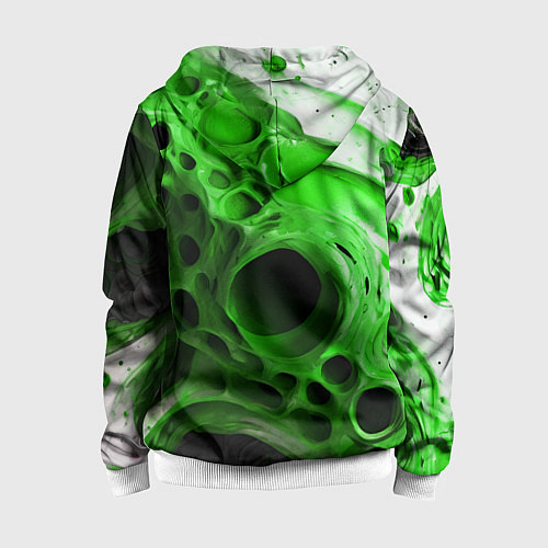 Детская толстовка на молнии Зелёно-белая абстрактная структура / 3D-Белый – фото 2