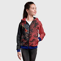 Толстовка на молнии детская Японский демон Они, цвет: 3D-синий — фото 2