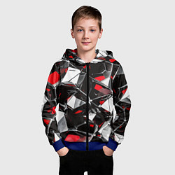 Толстовка на молнии детская Красно-белый паттерн на чёрном фоне, цвет: 3D-синий — фото 2