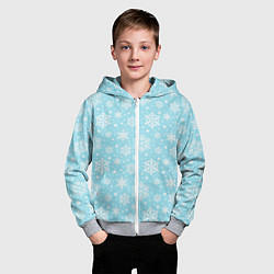 Толстовка на молнии детская Нежный зимний паттерн со снежинками, цвет: 3D-меланж — фото 2