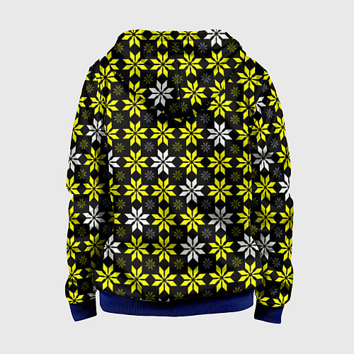 Детская толстовка на молнии Жёлто-белые звёзды на чёрном фоне / 3D-Синий – фото 2