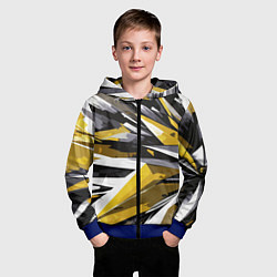 Толстовка на молнии детская Чёрно-жёлто-белая абстракция, цвет: 3D-синий — фото 2