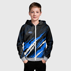 Толстовка на молнии детская Субару - черно-синий, цвет: 3D-меланж — фото 2