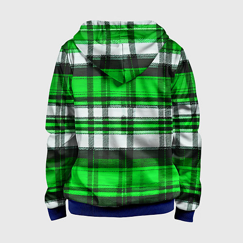 Детская толстовка на молнии Зелёно-белая ткань в клетку / 3D-Синий – фото 2