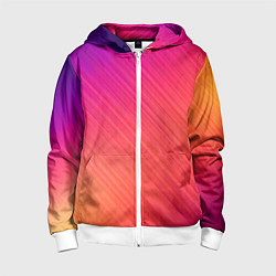 Толстовка на молнии детская Градиент в косую полоску, цвет: 3D-белый