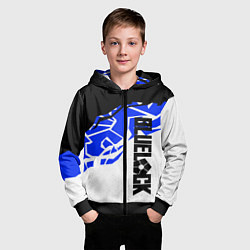Толстовка на молнии детская Блюлок - абстракция синяя, цвет: 3D-черный — фото 2