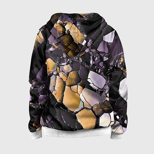 Детская толстовка на молнии Чёрно-жёлтый камень / 3D-Белый – фото 2