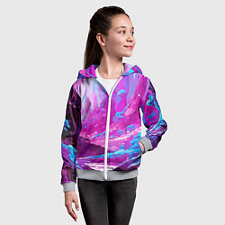 Толстовка на молнии детская Фиолетовая кислотная абстракция, цвет: 3D-меланж — фото 2