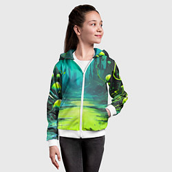 Толстовка на молнии детская Зелёная кислотная абстракция, цвет: 3D-белый — фото 2