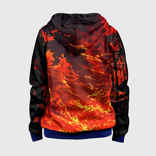 Детская толстовка на молнии Багровый огненный закат / 3D-Синий – фото 2
