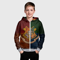 Толстовка на молнии детская Hogwarts emblem, цвет: 3D-меланж — фото 2