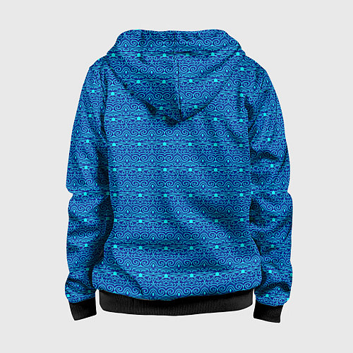Детская толстовка на молнии Сине-голубой узор / 3D-Черный – фото 2