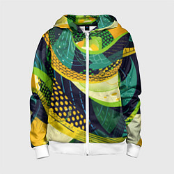 Толстовка на молнии детская Змеиный паттерн, цвет: 3D-белый