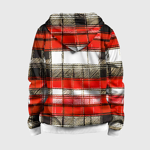 Детская толстовка на молнии Чёрные полосы на красно-белом фоне / 3D-Белый – фото 2