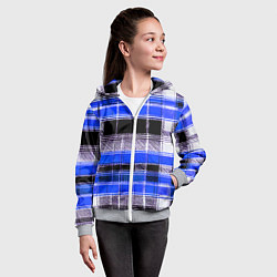 Толстовка на молнии детская Белые полосы на чёрно-синем фоне, цвет: 3D-меланж — фото 2