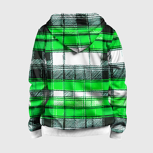 Детская толстовка на молнии Чёрные полосы на зелёном-белом фоне / 3D-Белый – фото 2