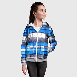 Толстовка на молнии детская Чёрные полосы на сине-белом фоне, цвет: 3D-меланж — фото 2