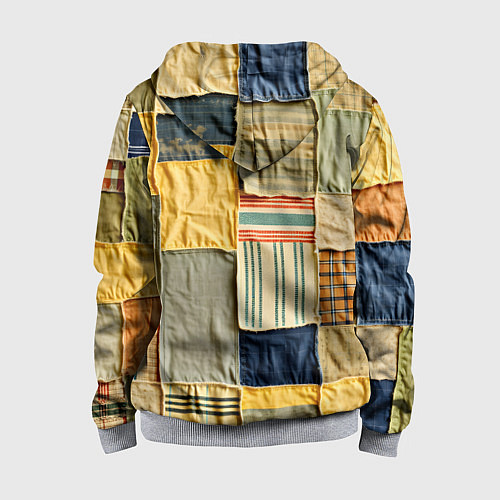 Детская толстовка на молнии Пэчворк в желтых оттенках / 3D-Меланж – фото 2
