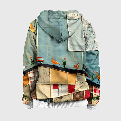 Детская толстовка на молнии Детский пэчворк / 3D-Белый – фото 2