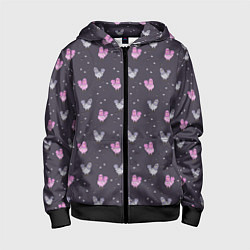 Толстовка на молнии детская Голуби и семечки на темном, цвет: 3D-черный