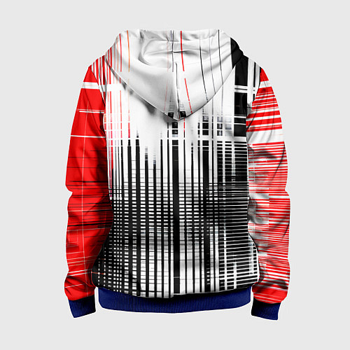 Детская толстовка на молнии Красно-чёрный гранж на белом фоне / 3D-Синий – фото 2