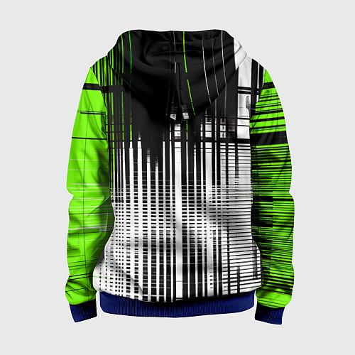 Детская толстовка на молнии Зелёно-чёрный гранж на белом фоне / 3D-Синий – фото 2
