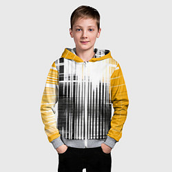 Толстовка на молнии детская Жёлто-чёрный гранж на белом фоне, цвет: 3D-меланж — фото 2