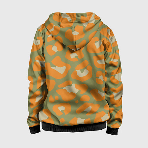 Детская толстовка на молнии Рыже-зеленый леопардовый / 3D-Черный – фото 2