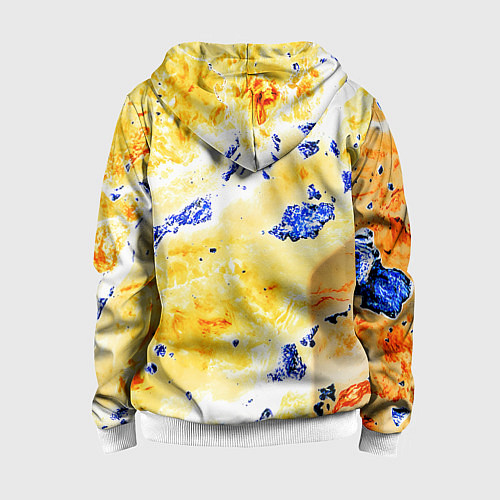 Детская толстовка на молнии Сине-золотая абстракция / 3D-Белый – фото 2