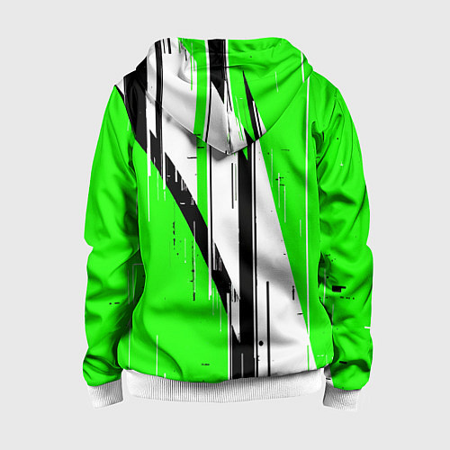 Детская толстовка на молнии Black and white vertical stripes on a green backgr / 3D-Белый – фото 2