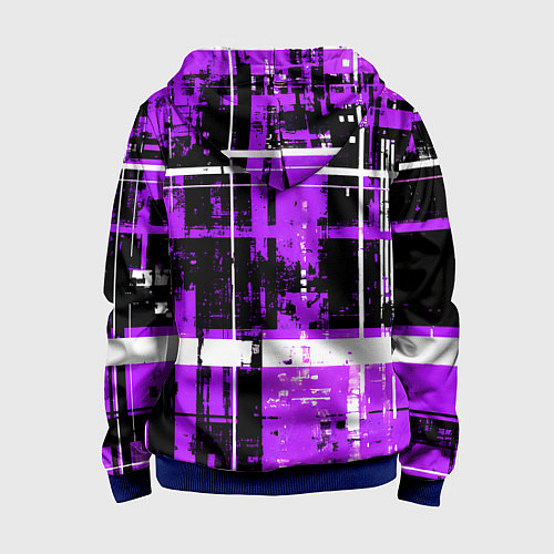 Детская толстовка на молнии Фиолетово-белый гранж на чёрном фоне / 3D-Синий – фото 2
