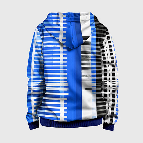 Детская толстовка на молнии White stripes on a black and blue background / 3D-Синий – фото 2