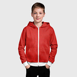 Толстовка на молнии детская Красная кожаная текстура, цвет: 3D-белый — фото 2