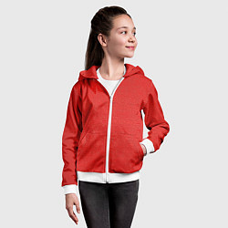 Толстовка на молнии детская Красная кожаная текстура, цвет: 3D-белый — фото 2