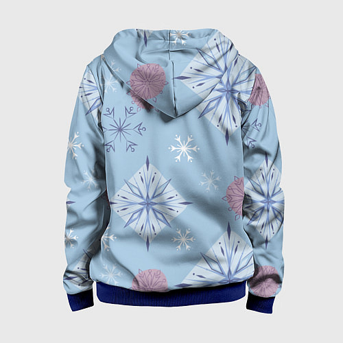 Детская толстовка на молнии Снежинки Эльзы / 3D-Синий – фото 2