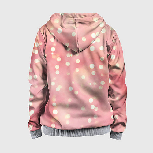Детская толстовка на молнии Сияние праздничных огоньков на розовом фоне / 3D-Меланж – фото 2