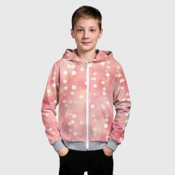 Толстовка на молнии детская Сияние праздничных огоньков на розовом фоне, цвет: 3D-меланж — фото 2